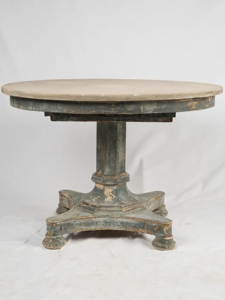 Round antique French center table w/ marble top