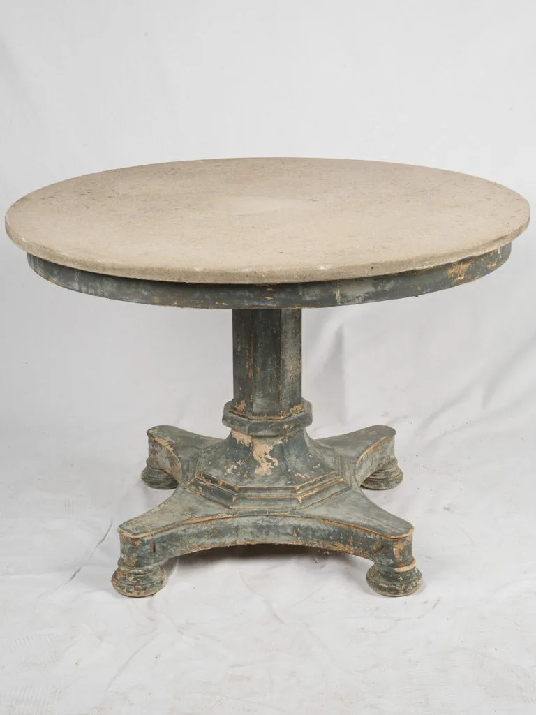 Round antique French center table w/ marble top