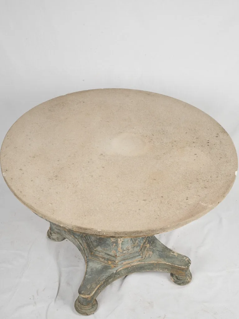 Round antique French center table w/ marble top