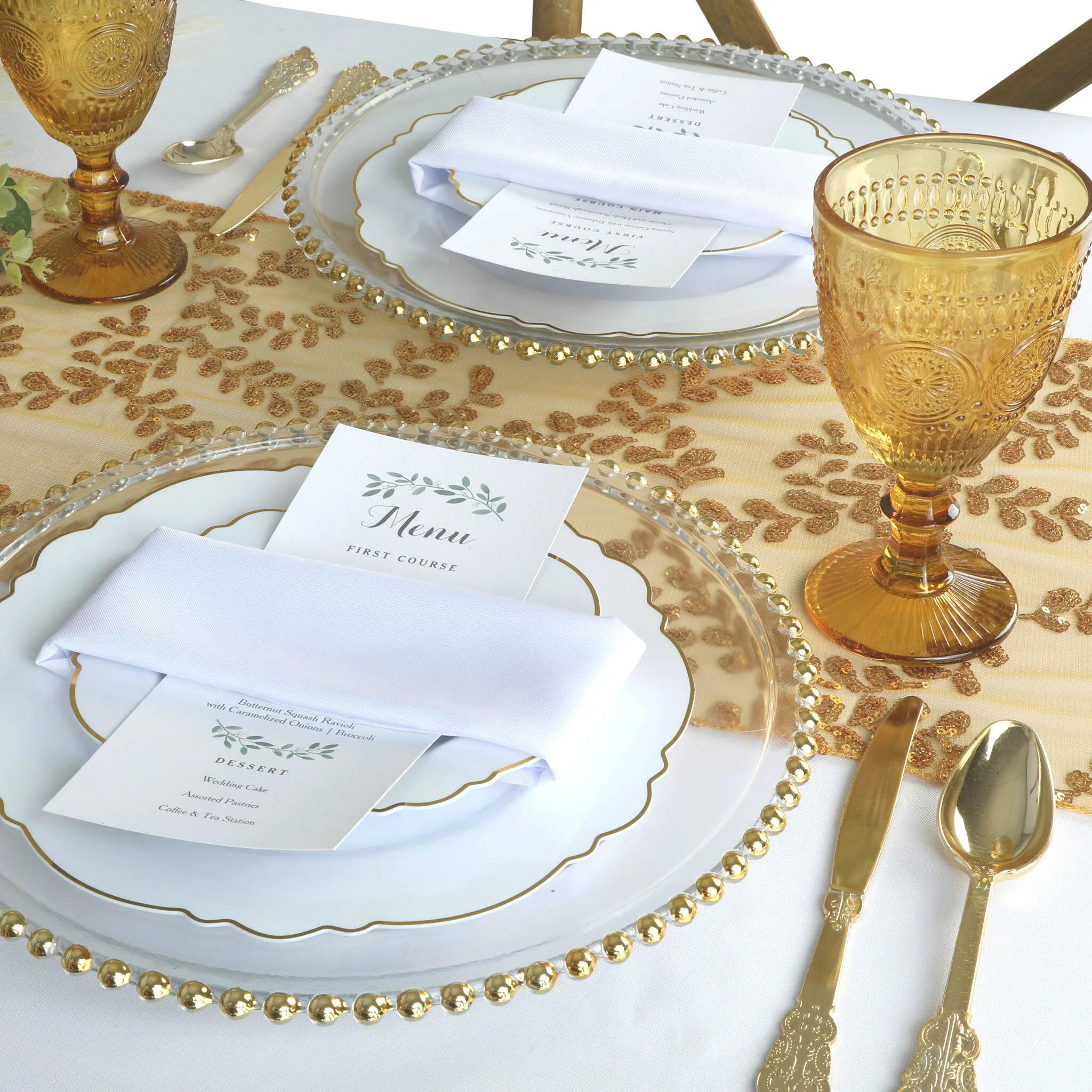 Sequin Vine Table Runner - Gold