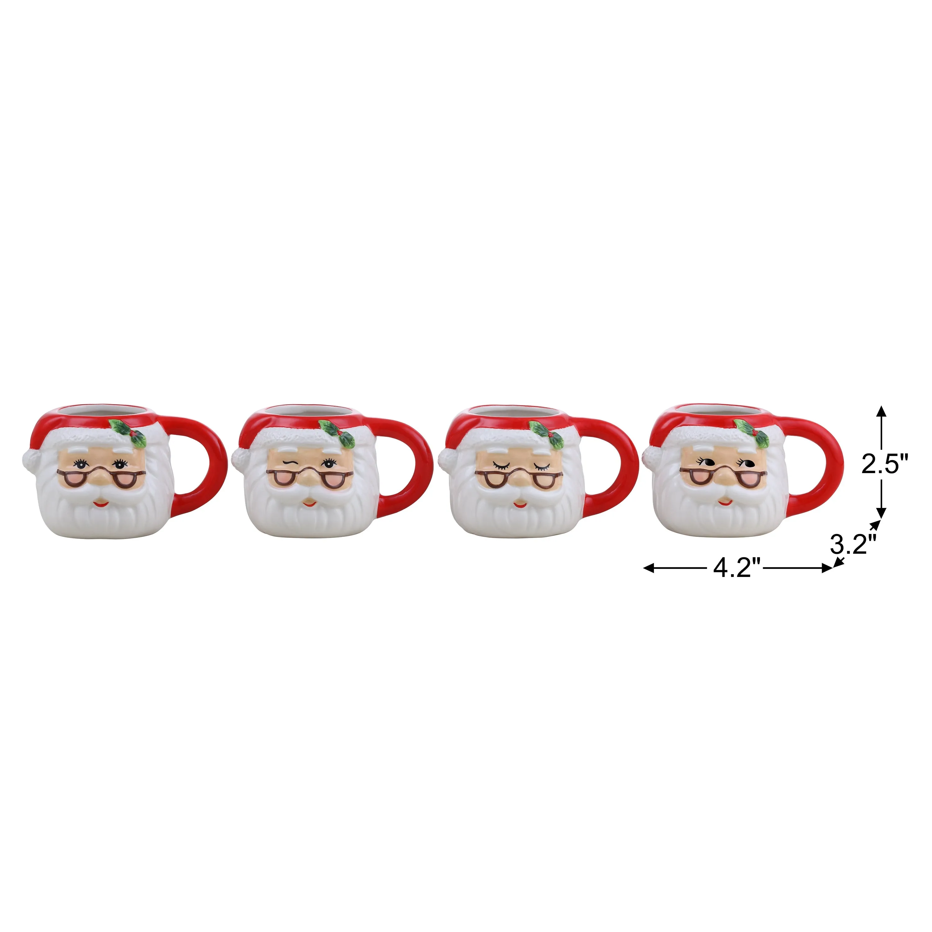 Set of 4 Espresso Mugs - Santa