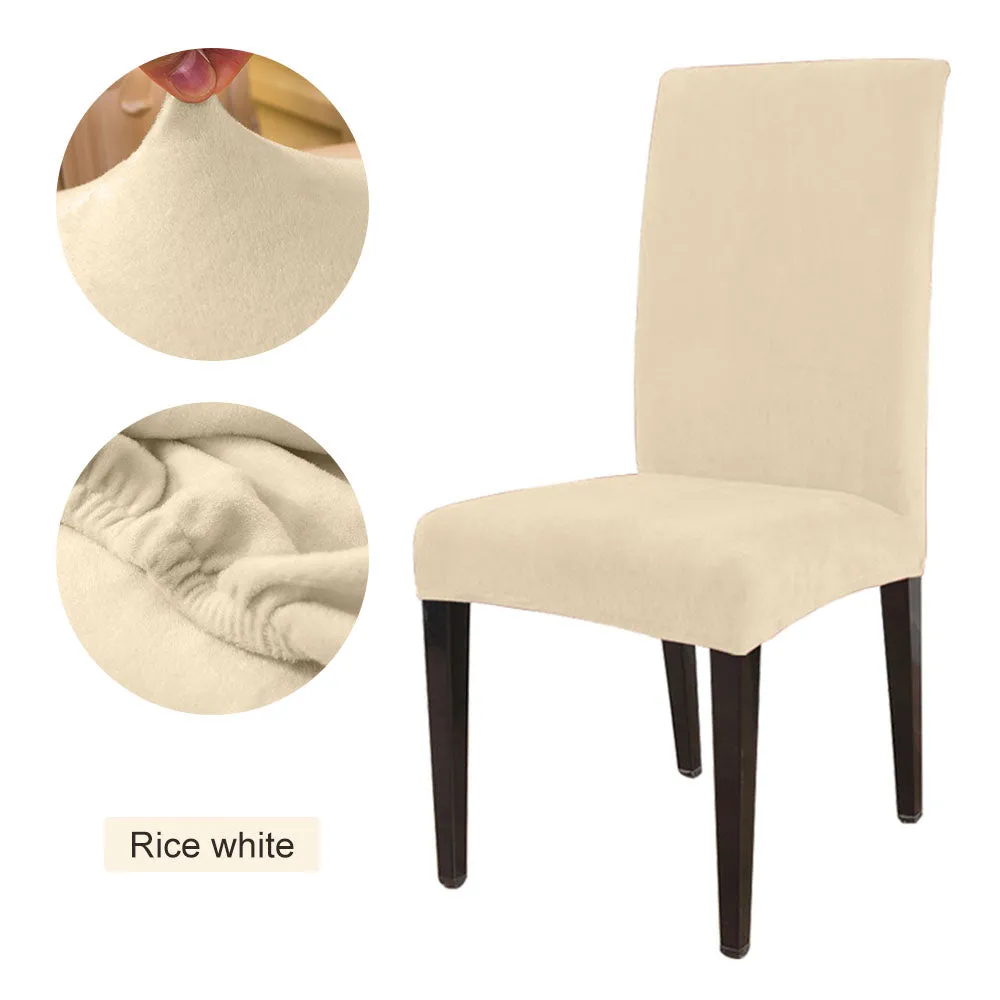 Slipcover 1/2/4/6pcs Solid Color Chair Cover Soft Fox Pile Fabric Chair Covers For Kitchen Dining Room Wedding Banquet Hotel