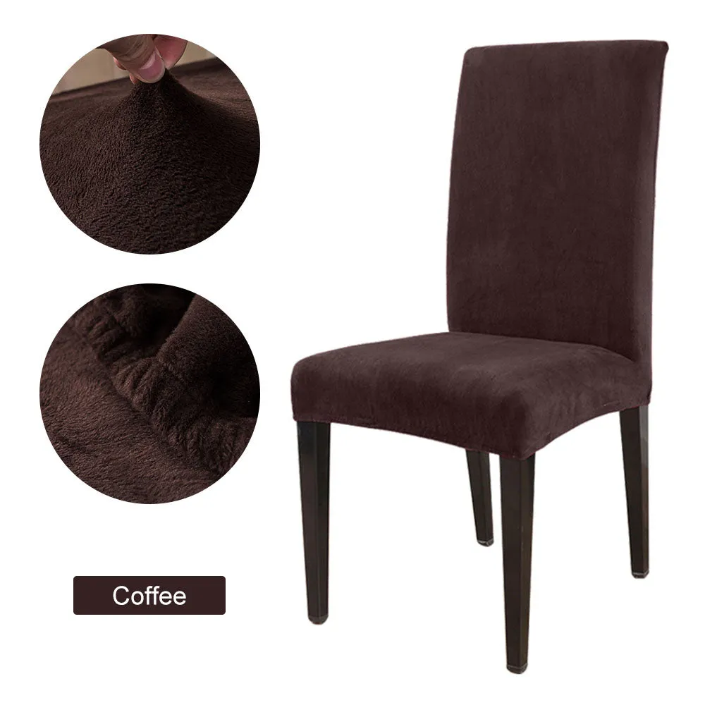 Slipcover 1/2/4/6pcs Solid Color Chair Cover Soft Fox Pile Fabric Chair Covers For Kitchen Dining Room Wedding Banquet Hotel