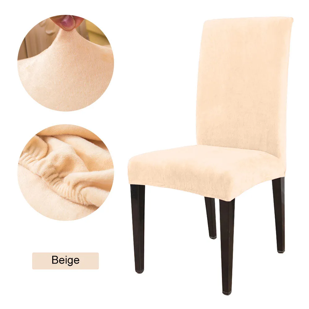 Slipcover 1/2/4/6pcs Solid Color Chair Cover Soft Fox Pile Fabric Chair Covers For Kitchen Dining Room Wedding Banquet Hotel