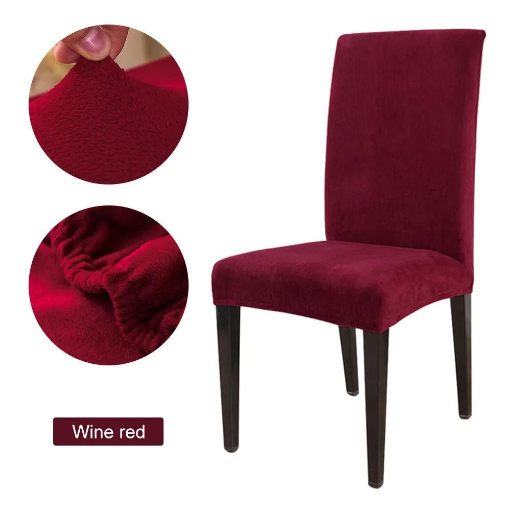 Slipcover 1/2/4/6pcs Solid Color Chair Cover Soft Fox Pile Fabric Chair Covers For Kitchen Dining Room Wedding Banquet Hotel