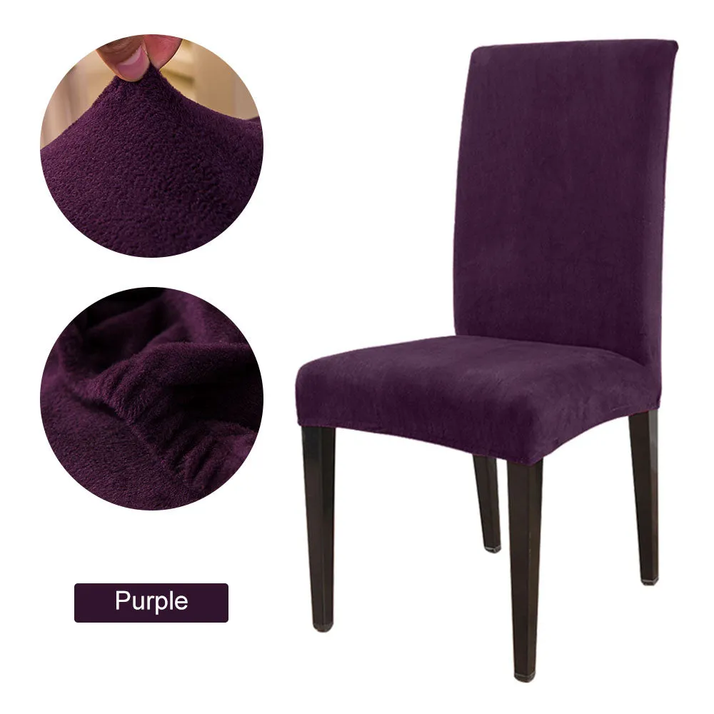 Slipcover 1/2/4/6pcs Solid Color Chair Cover Soft Fox Pile Fabric Chair Covers For Kitchen Dining Room Wedding Banquet Hotel