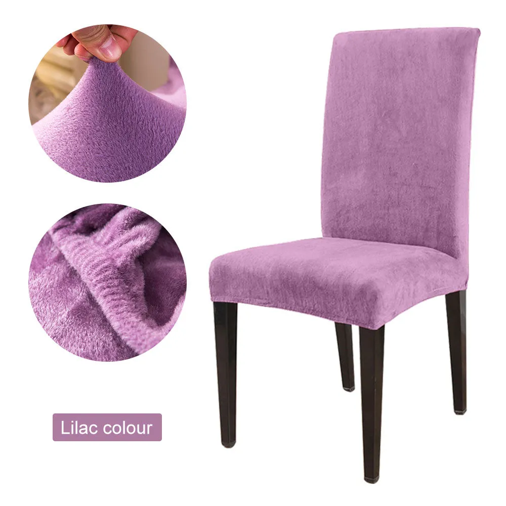 Slipcover 1/2/4/6pcs Solid Color Chair Cover Soft Fox Pile Fabric Chair Covers For Kitchen Dining Room Wedding Banquet Hotel