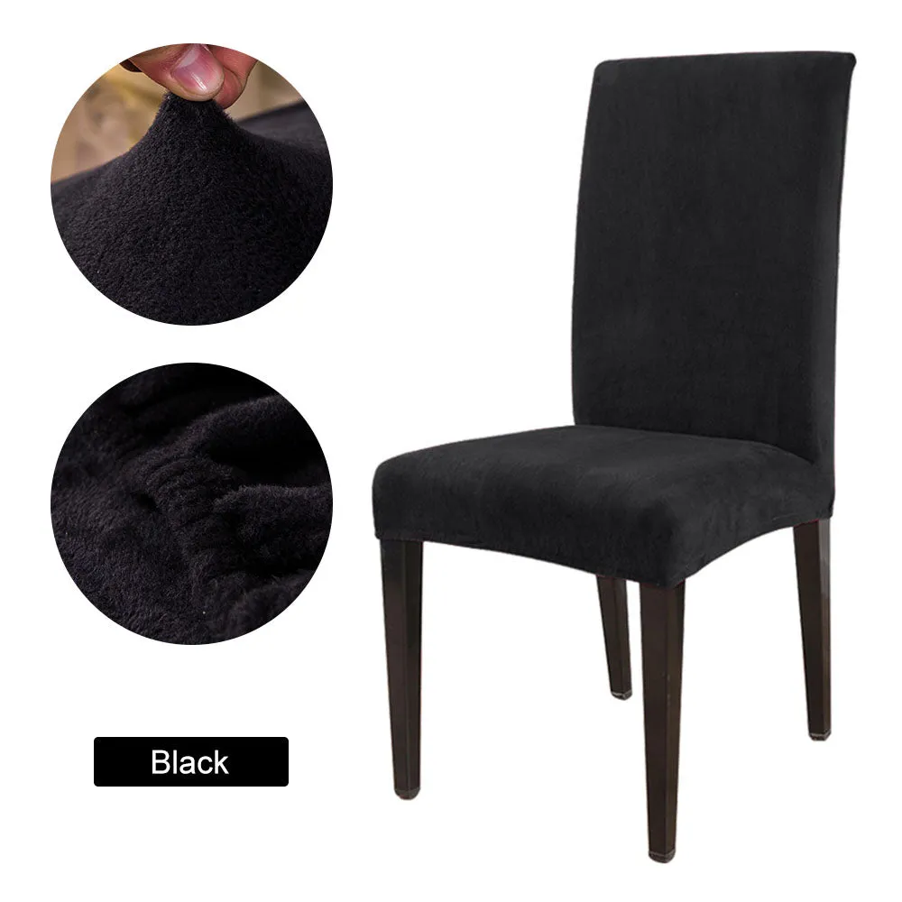 Slipcover 1/2/4/6pcs Solid Color Chair Cover Soft Fox Pile Fabric Chair Covers For Kitchen Dining Room Wedding Banquet Hotel