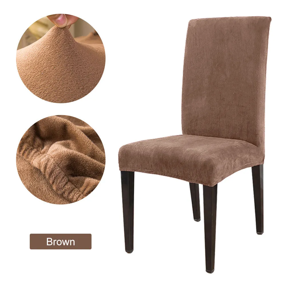 Slipcover 1/2/4/6pcs Solid Color Chair Cover Soft Fox Pile Fabric Chair Covers For Kitchen Dining Room Wedding Banquet Hotel