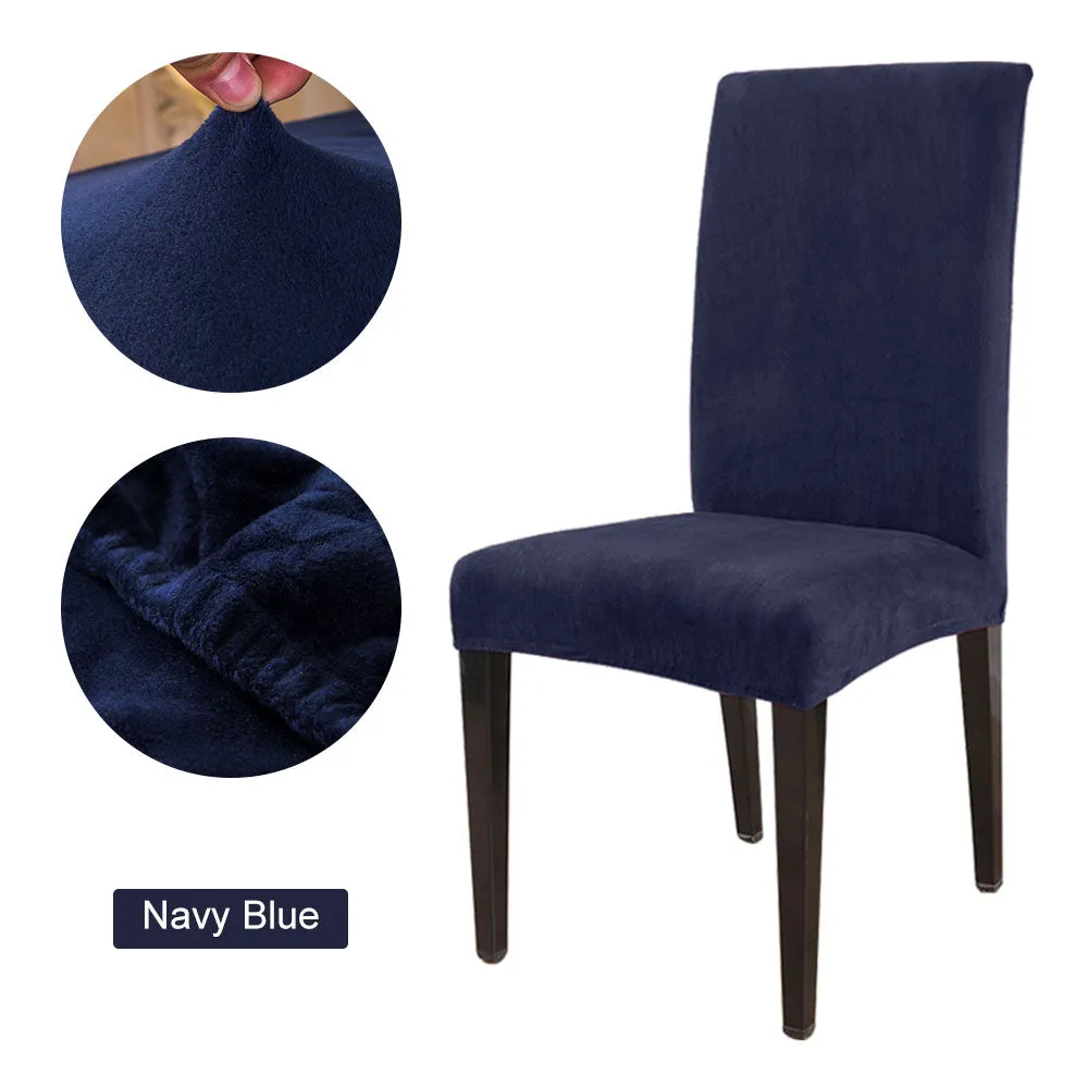 Slipcover 1/2/4/6pcs Solid Color Chair Cover Soft Fox Pile Fabric Chair Covers For Kitchen Dining Room Wedding Banquet Hotel