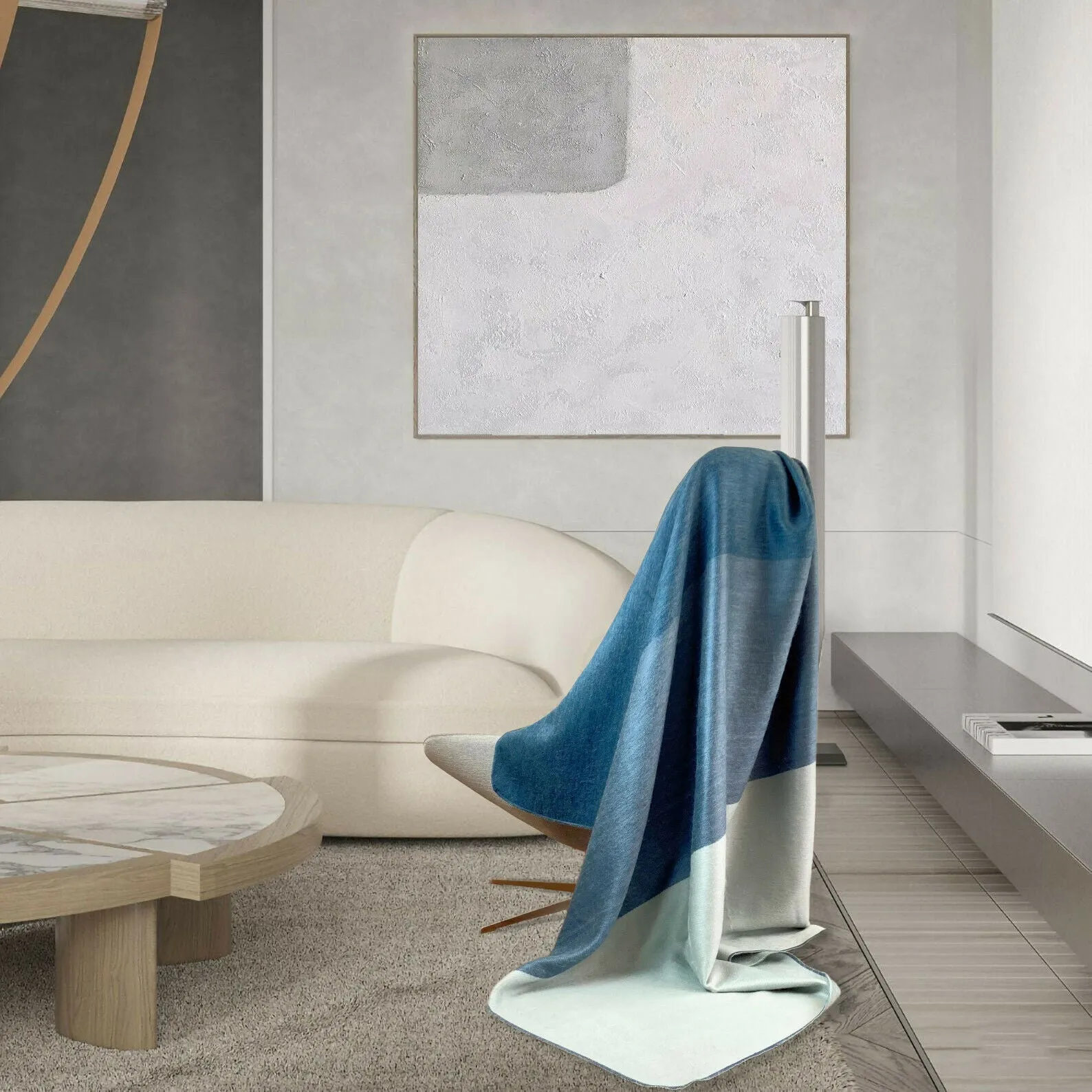 Soft & Warm Baby Alpaca Wool Reversible Throw Blanket / Sofa Cover - Small 63" x 59"