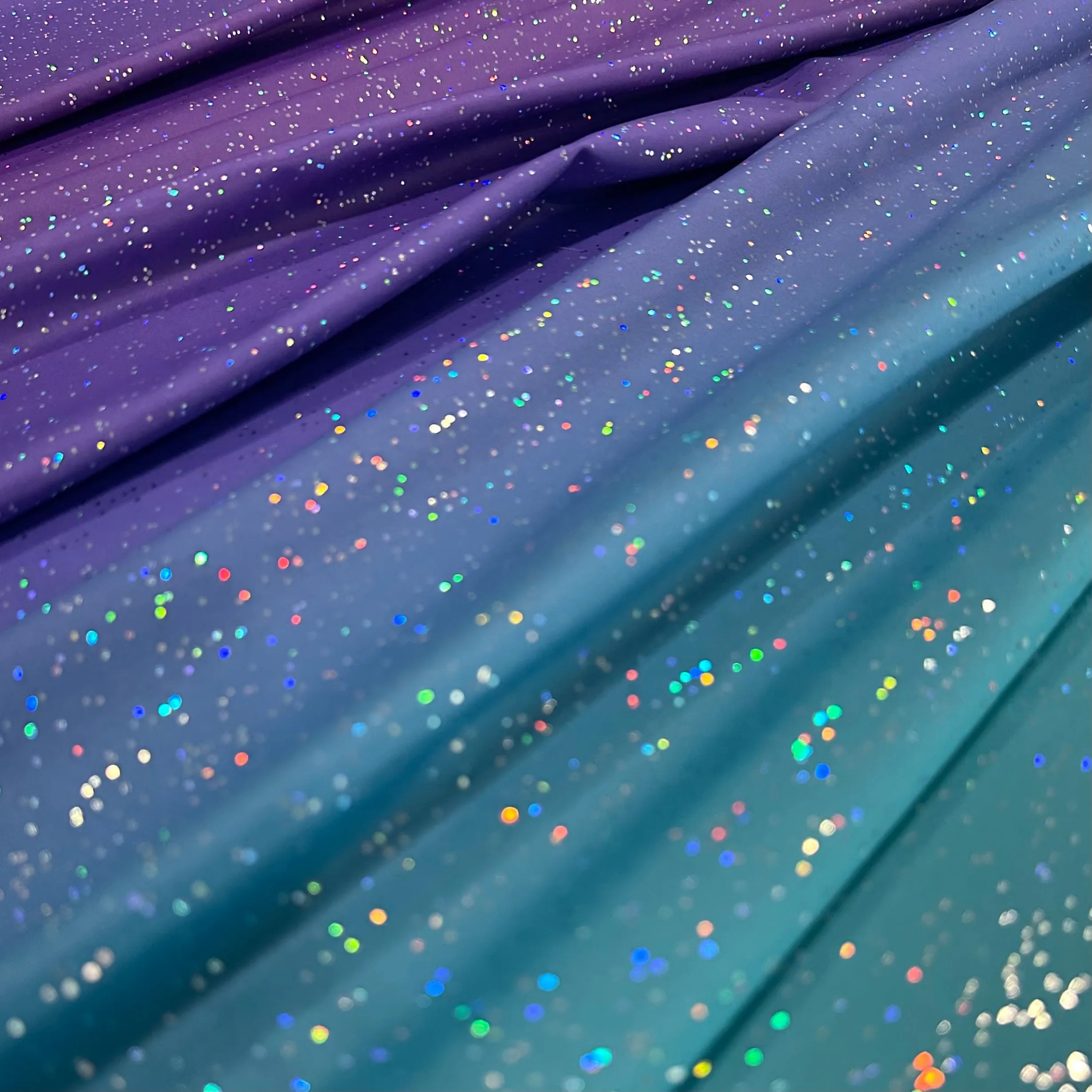 Spandex Ombre Emerald Purple - Glitter Galaxy