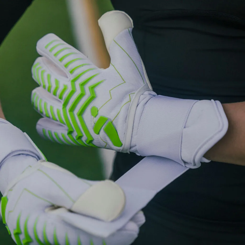 Storelli Electric Goalkeeper Gloves- White/Fluro Green