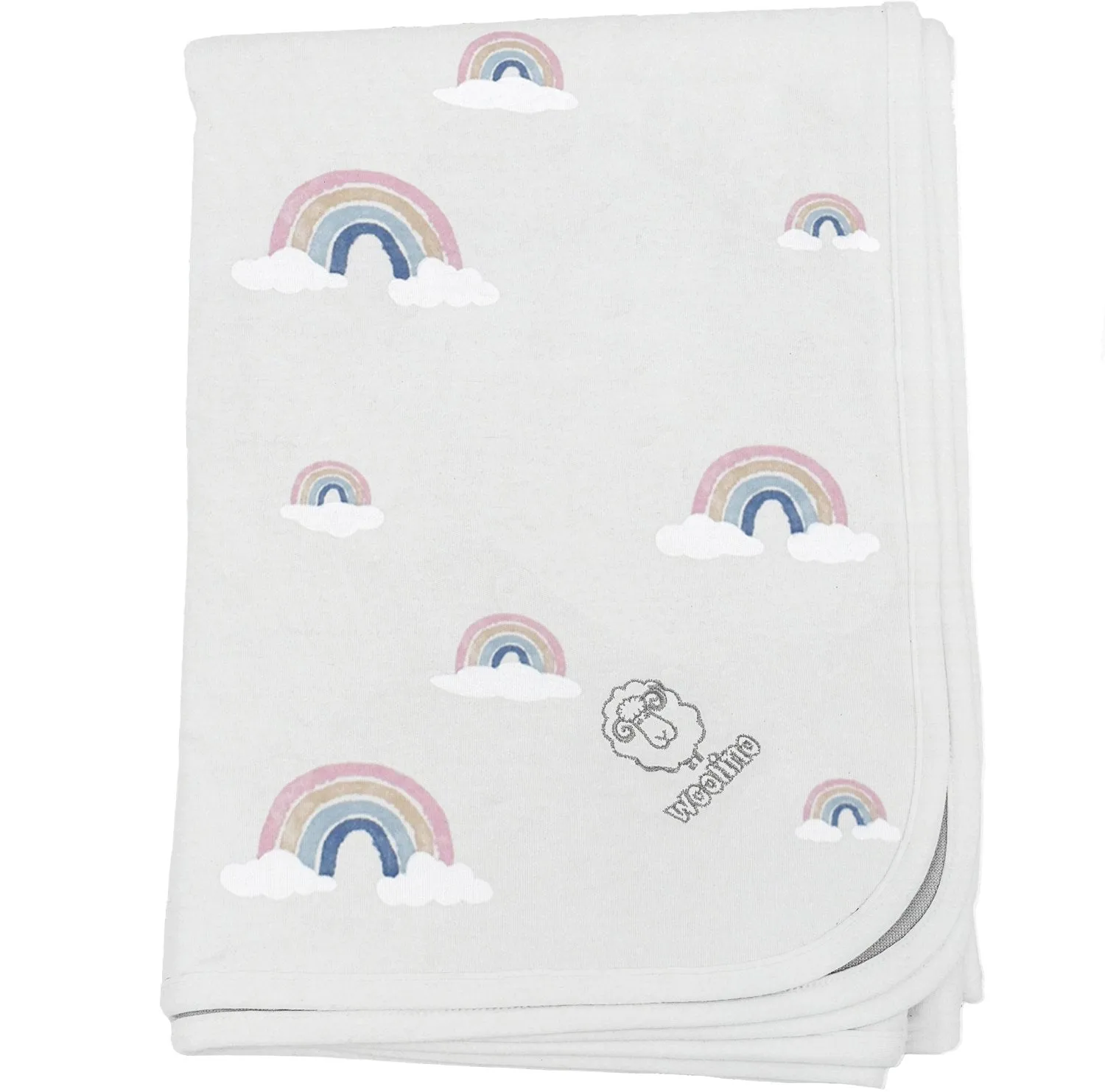 Toddler Blanket, 4 Season Merino Wool & Organic Cotton Blanket, 52.5" x 40", Rainbow