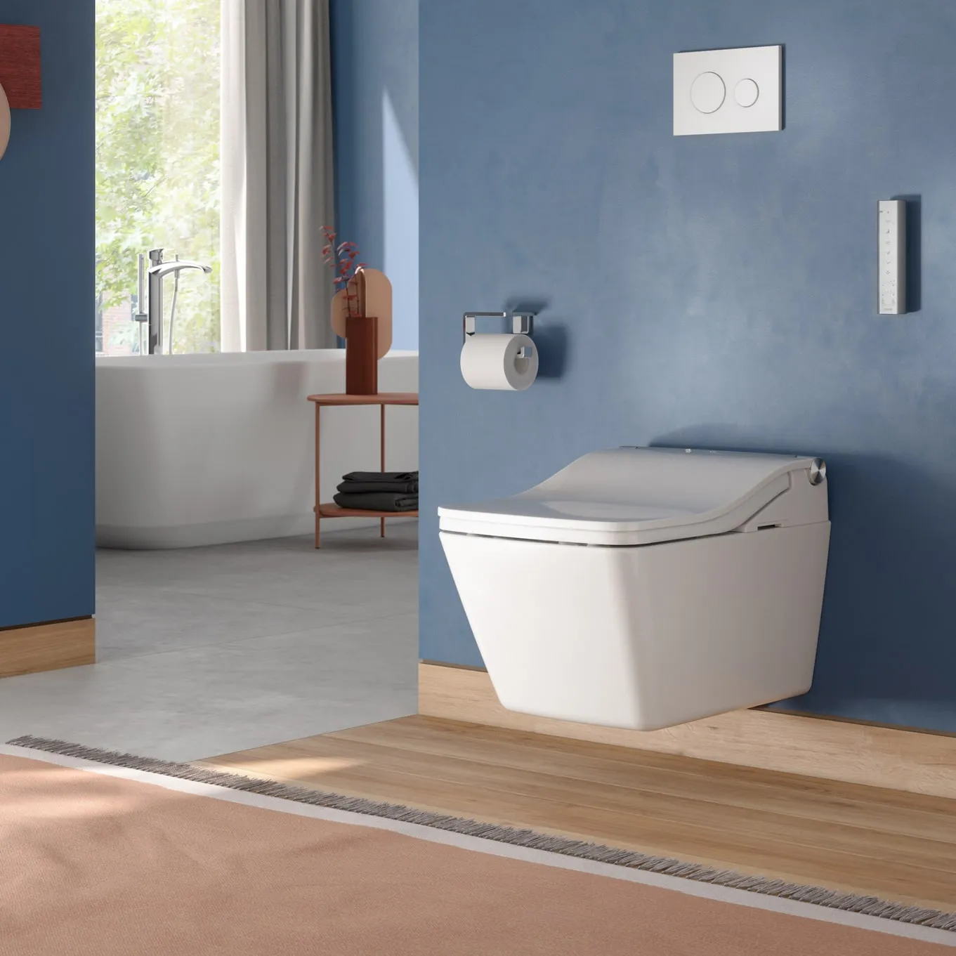 TOTO SW4549AT60#01 SW WASHLET  Ready Square Electronic Bidet Toilet Seat with Auto Flush in Cotton White