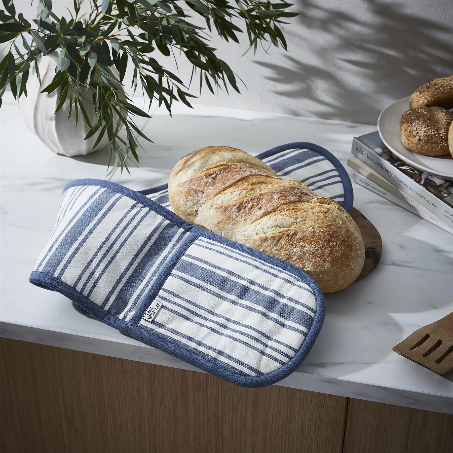 Ulster Weavers Denim Stripe Double Oven Glove One Size in Blue