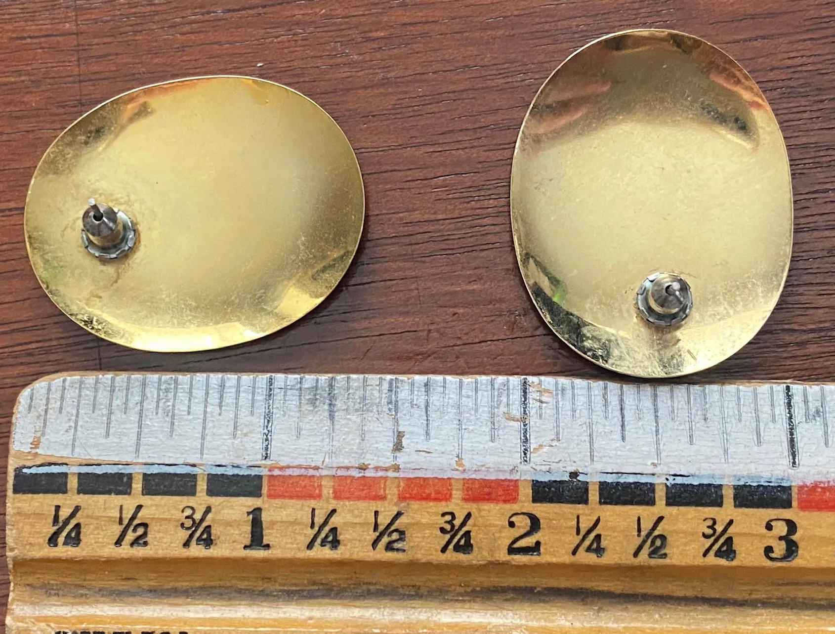 Vintage 80's Glitter Marbled Enamel Gold Gray Cream Pierced Earrings