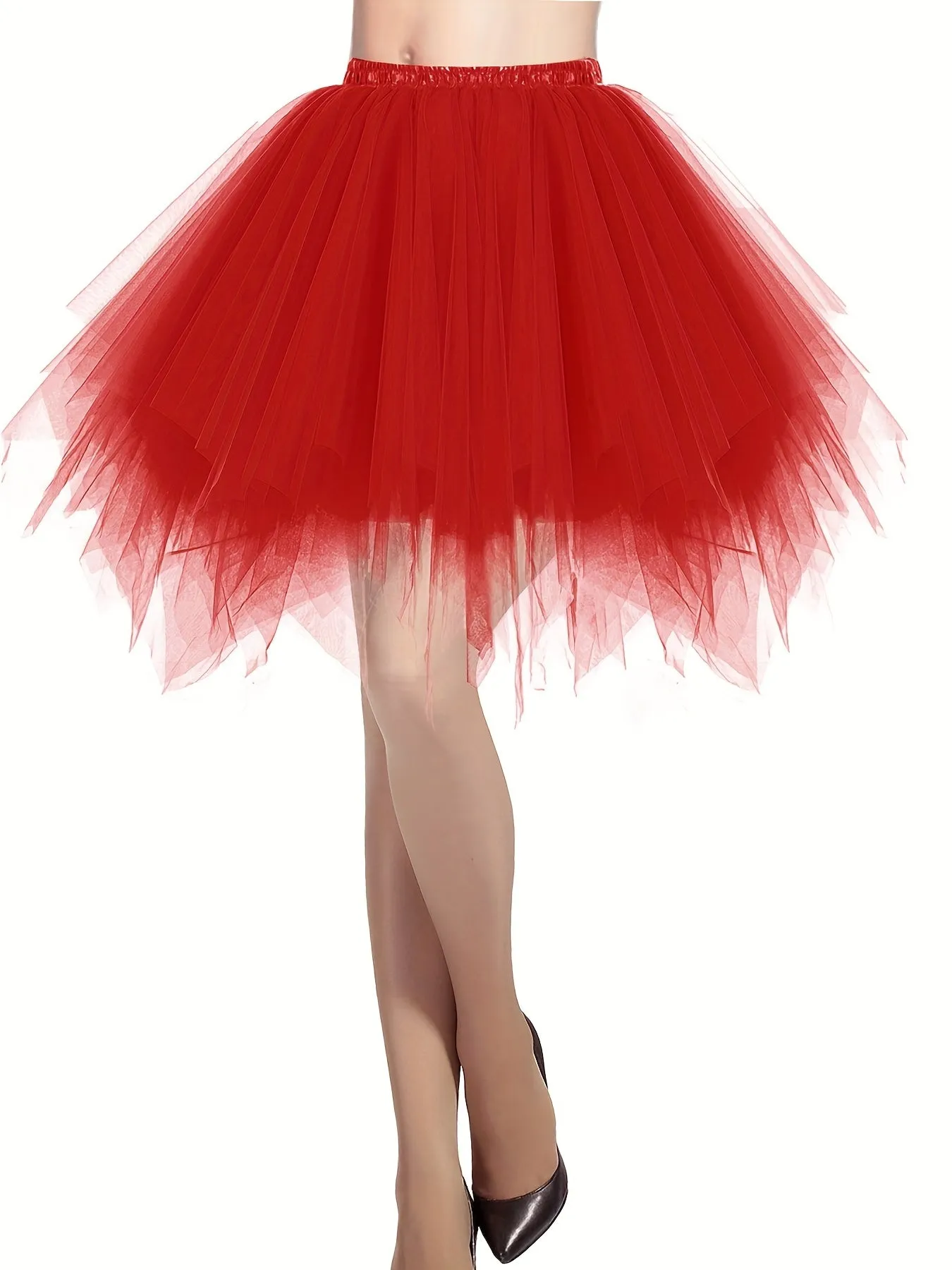 Vintage Inspired Mesh Overlay Tulle Skirt for Womens Party Wear