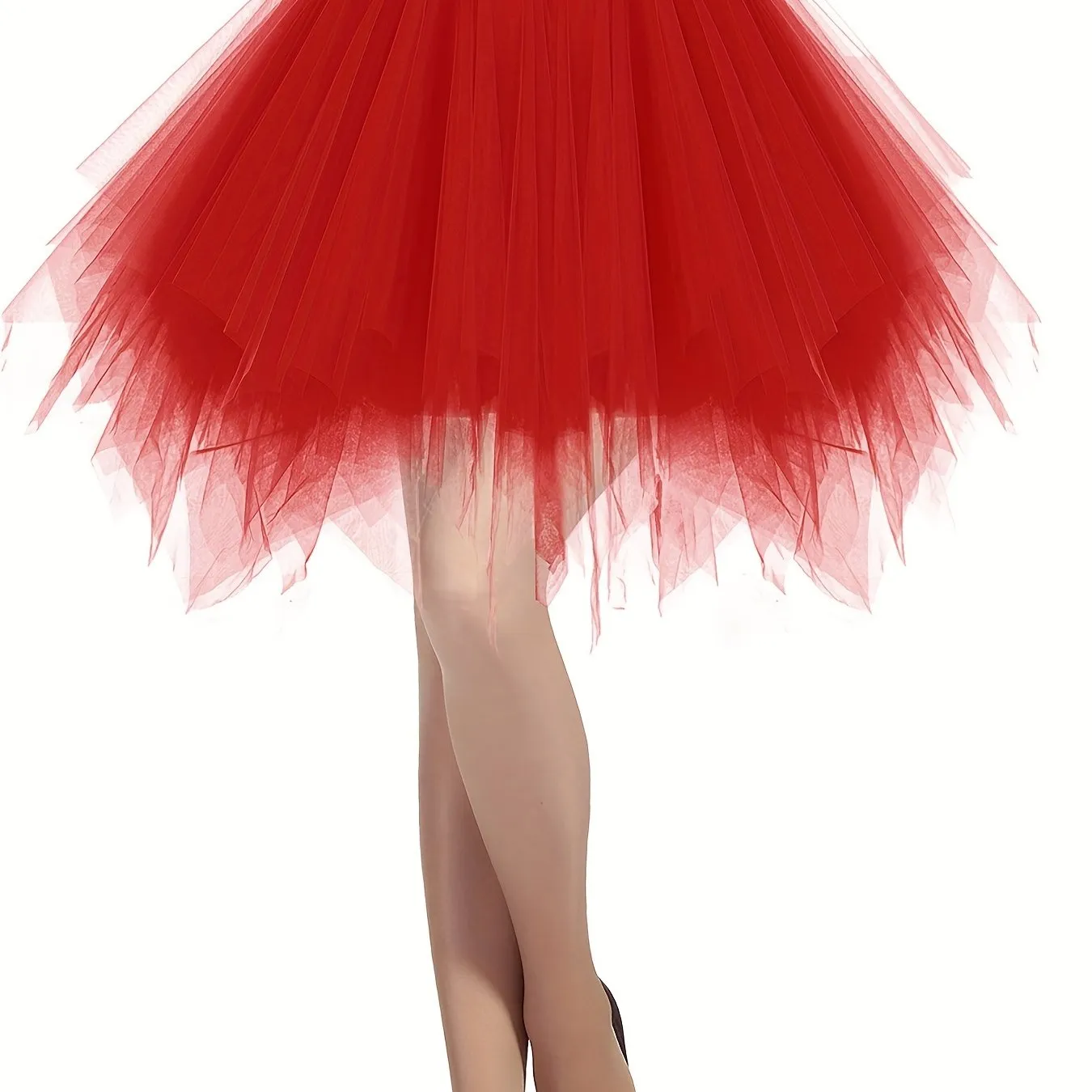 Vintage Inspired Mesh Overlay Tulle Skirt for Womens Party Wear