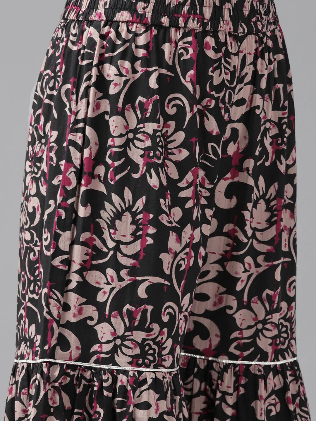 Women Black Gotta Patti Pure Cotton Kurta With Sharara & Dupatta