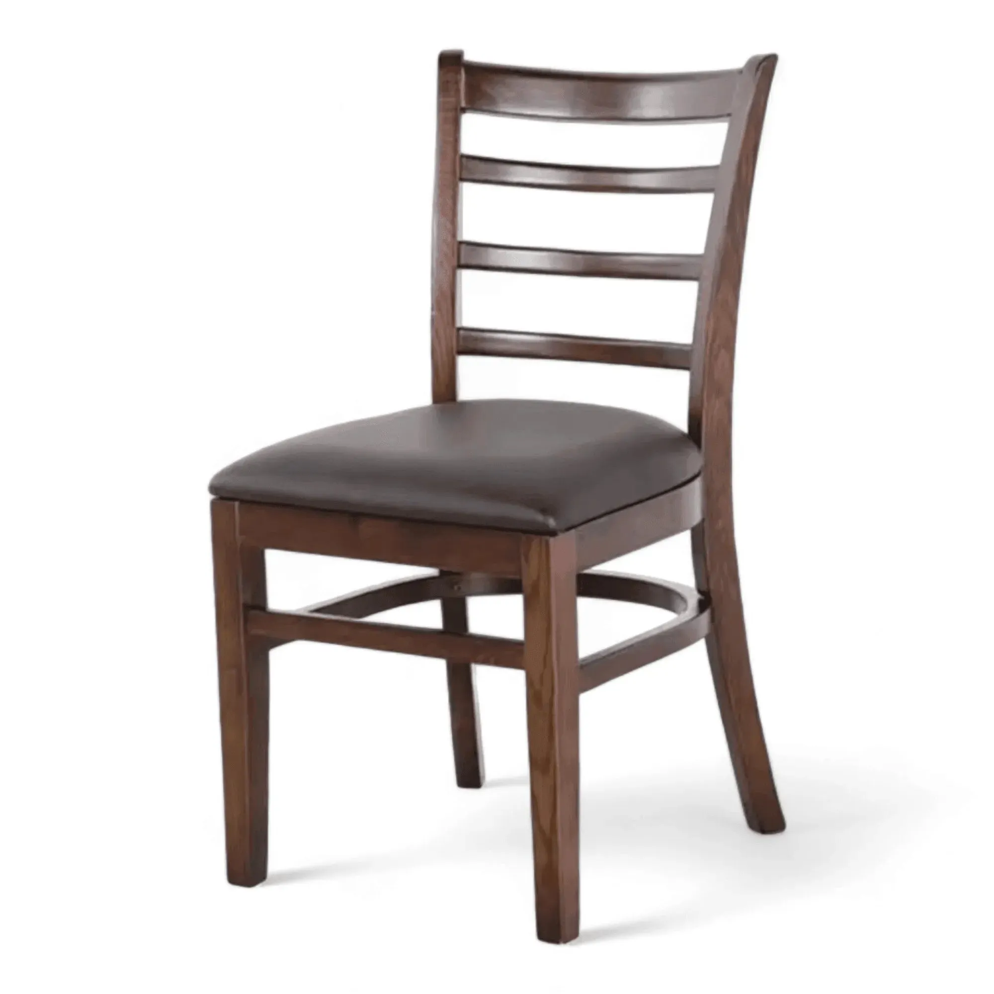 Wooden Twist Clumsy Ladder Back Restaurant Cafe Dining Chair Walnut Wood, Armless Comfortable Seating for Kitchen or Dining Room