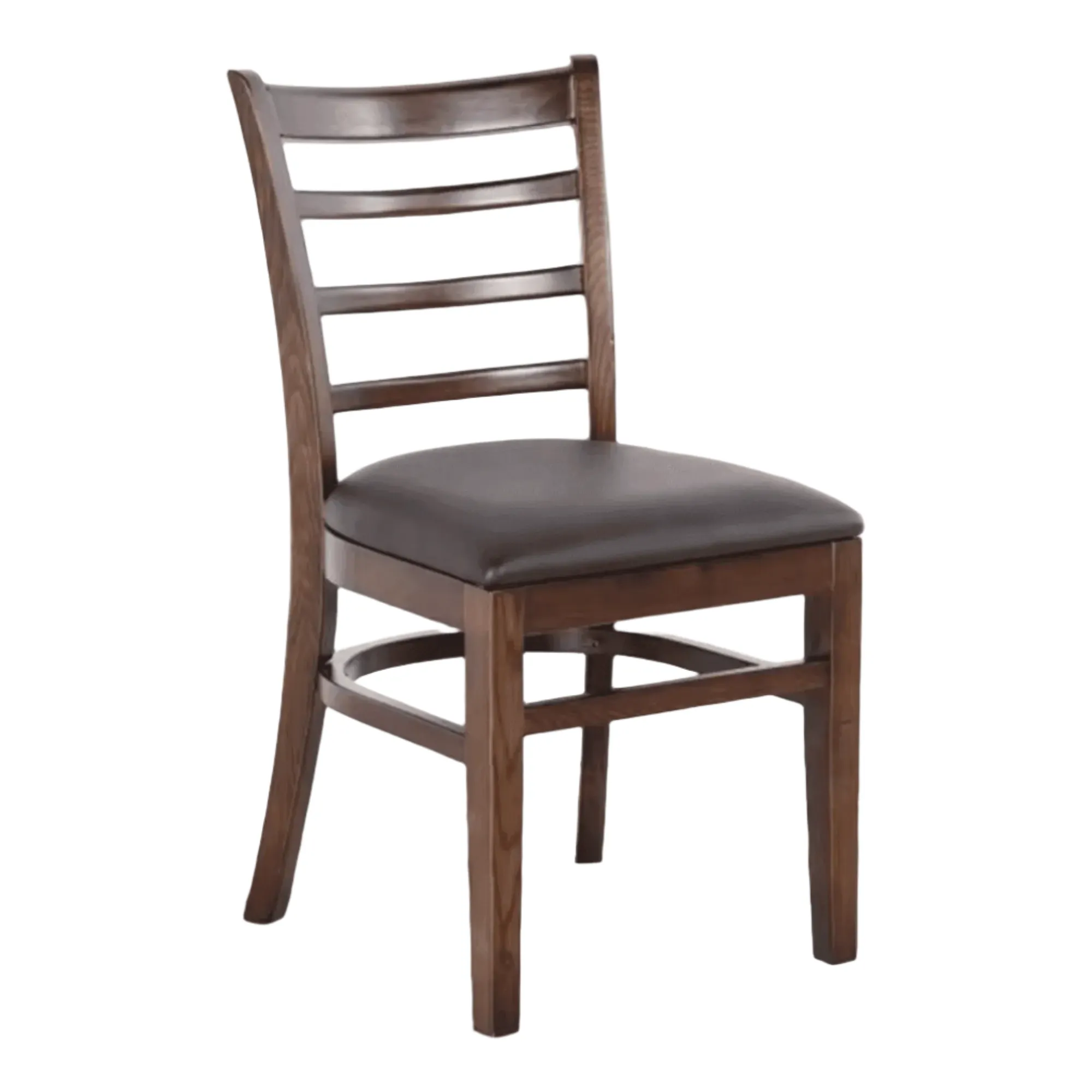 Wooden Twist Clumsy Ladder Back Restaurant Cafe Dining Chair Walnut Wood, Armless Comfortable Seating for Kitchen or Dining Room
